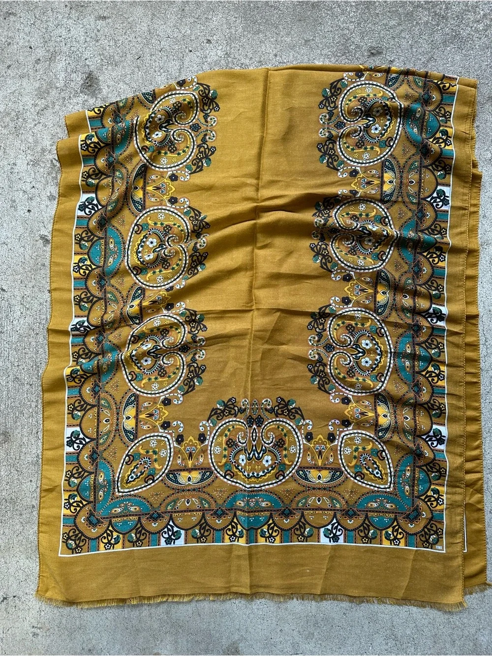 VTG Asgoldas Brown Paisley Print Silk Scarf